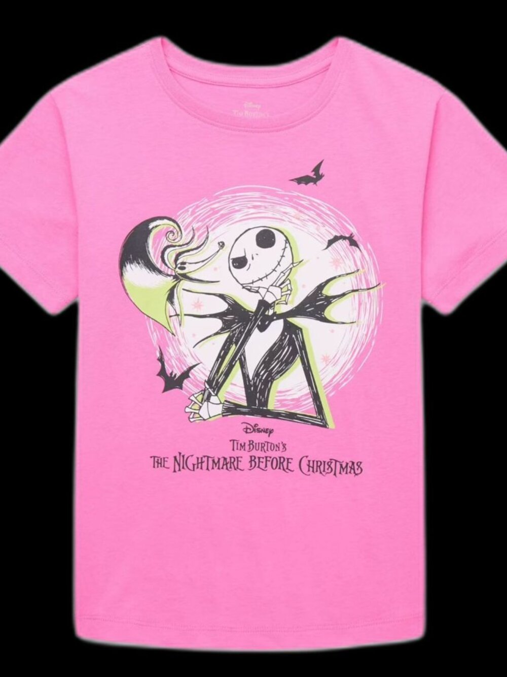 NWT Disney Nightmare Before Christmas Girls Pink Shirt Jack Skellington XL 14 16
